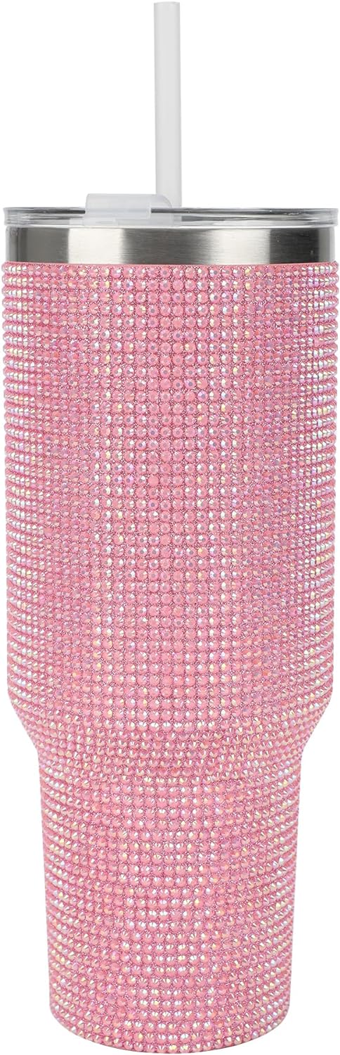 Pink Rhinestone 40 Oz. Stainless Steel Tumbler