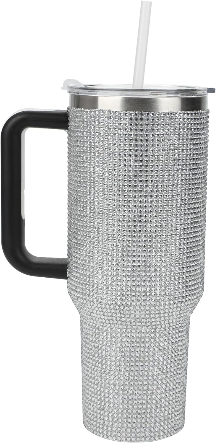 Silver Rhinestone 40 Oz Stainless Steel Tumbler