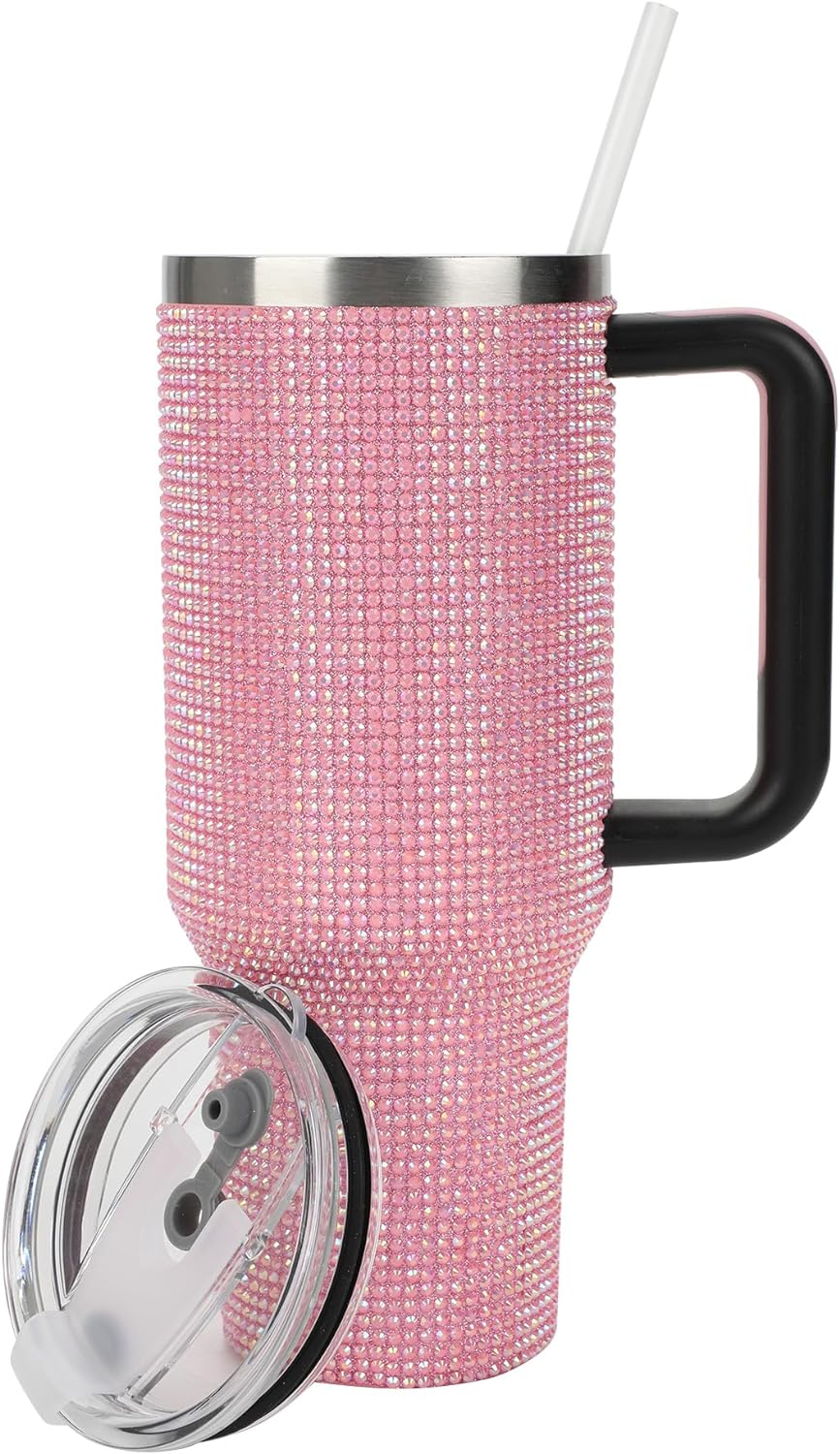 Pink Rhinestone 40 Oz. Stainless Steel Tumbler
