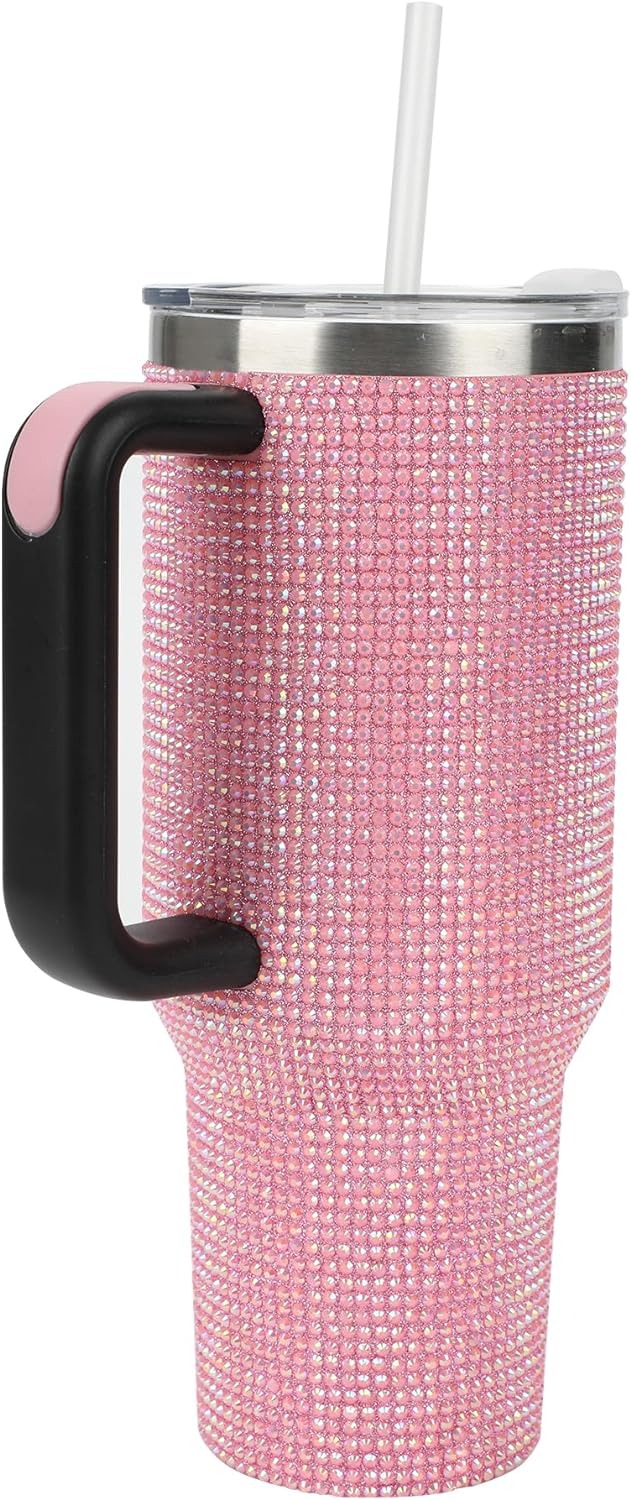 Pink Rhinestone 40 Oz. Stainless Steel Tumbler