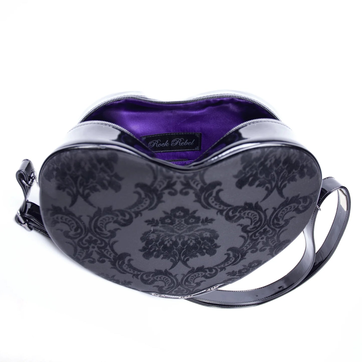 Damask Heart Shoulder Bag in Black