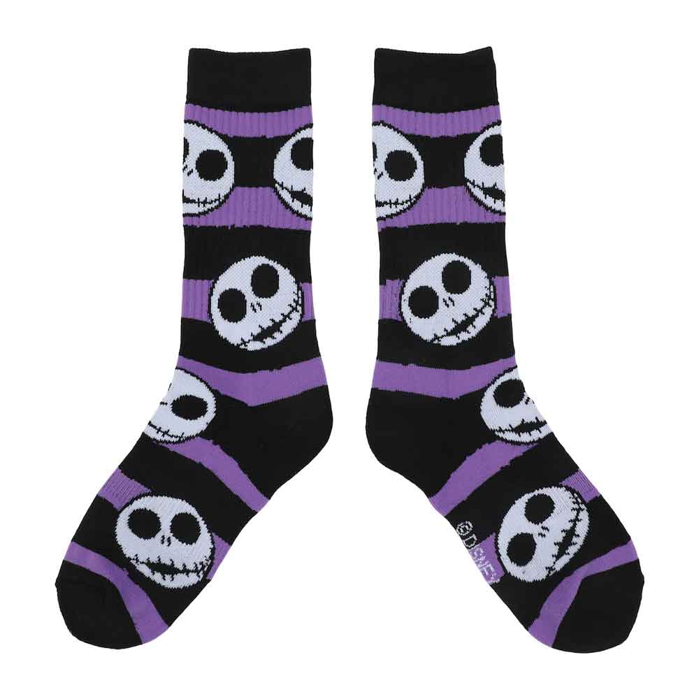 NIGHTMARE BEFORE CHRISTMAS JACK BLACK LIGHT CREW SOCK