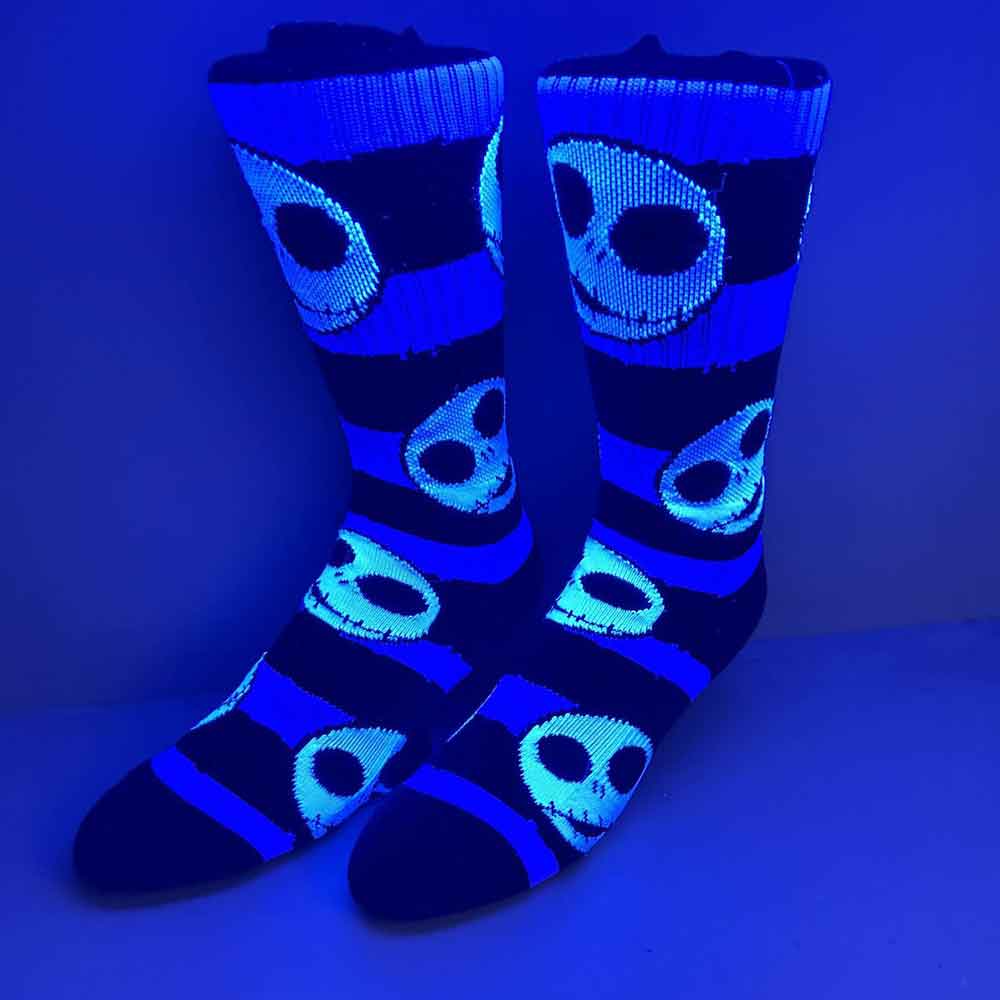 NIGHTMARE BEFORE CHRISTMAS JACK BLACK LIGHT CREW SOCK