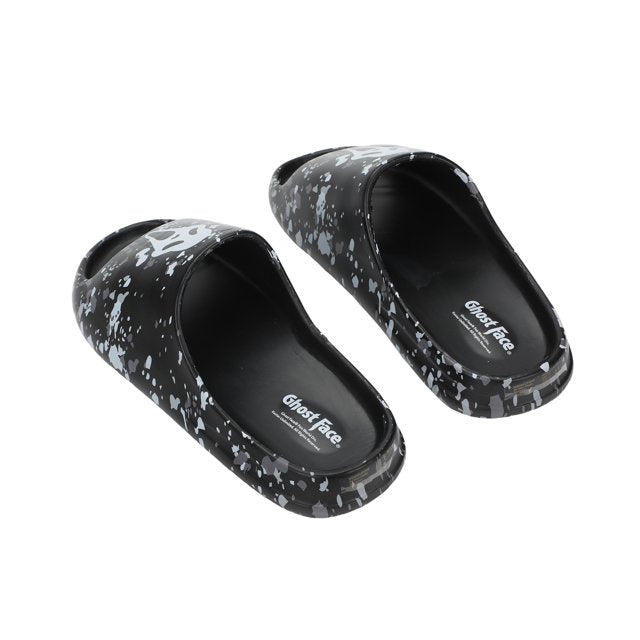 Ghost Face Mask On Camo Straps Men’s Black Single Molded Slide Sandals
