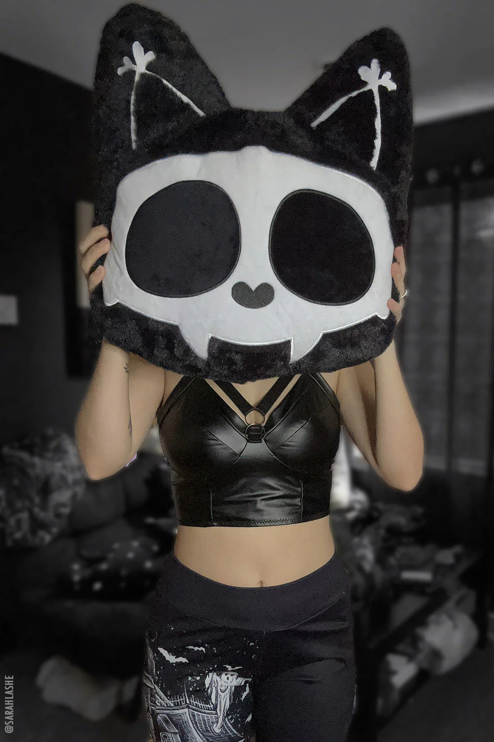 Skelekitty Throw Pillow