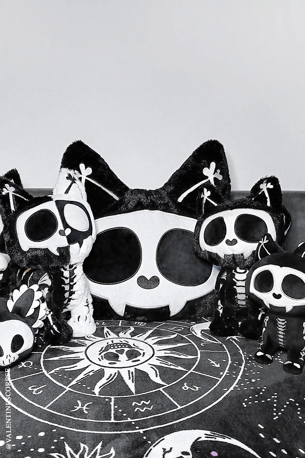 Skelekitty Throw Pillow