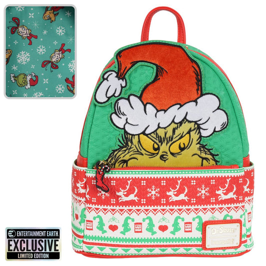 How the Grinch Stole Christmas Grinch Christmas Sweater Mini-Backpack - Entertainment Earth Exclusive