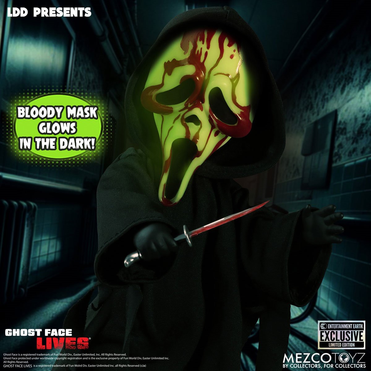 LDD Present Ghost Face Bloody Glow-in-the-Dark Edition 10-Inch Doll - Entertainment Earth Exclusive