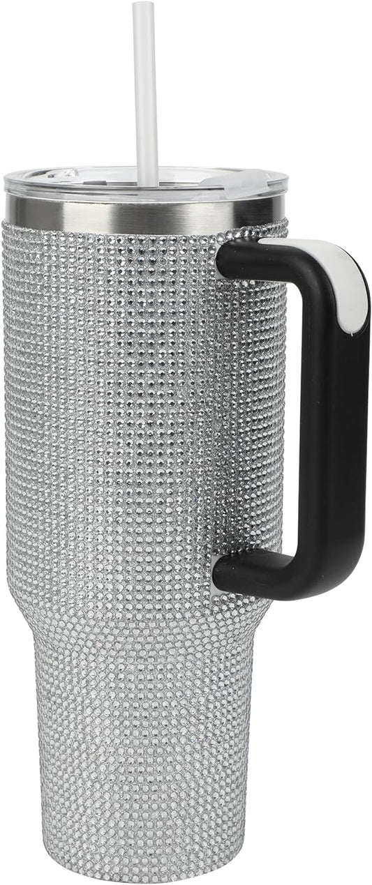 Silver Rhinestone 40 Oz Stainless Steel Tumbler