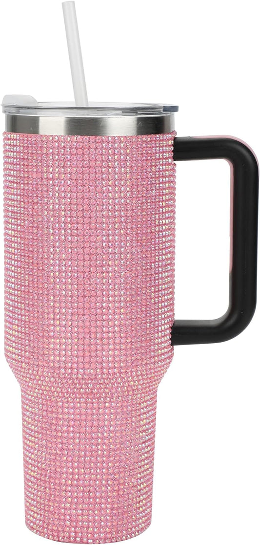 Pink Rhinestone 40 Oz. Stainless Steel Tumbler