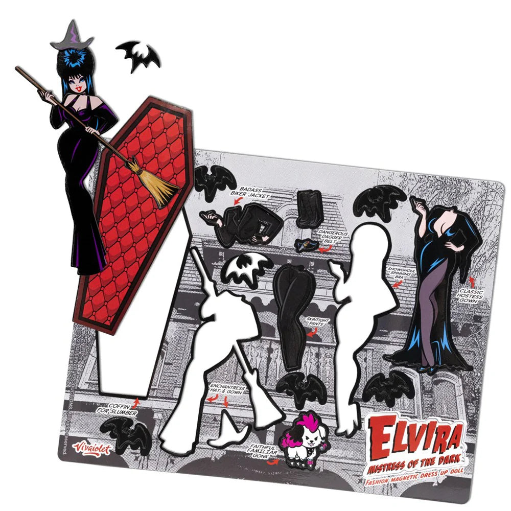 Elvira Mistress of The Dark Coffin Dress up Magnet Set