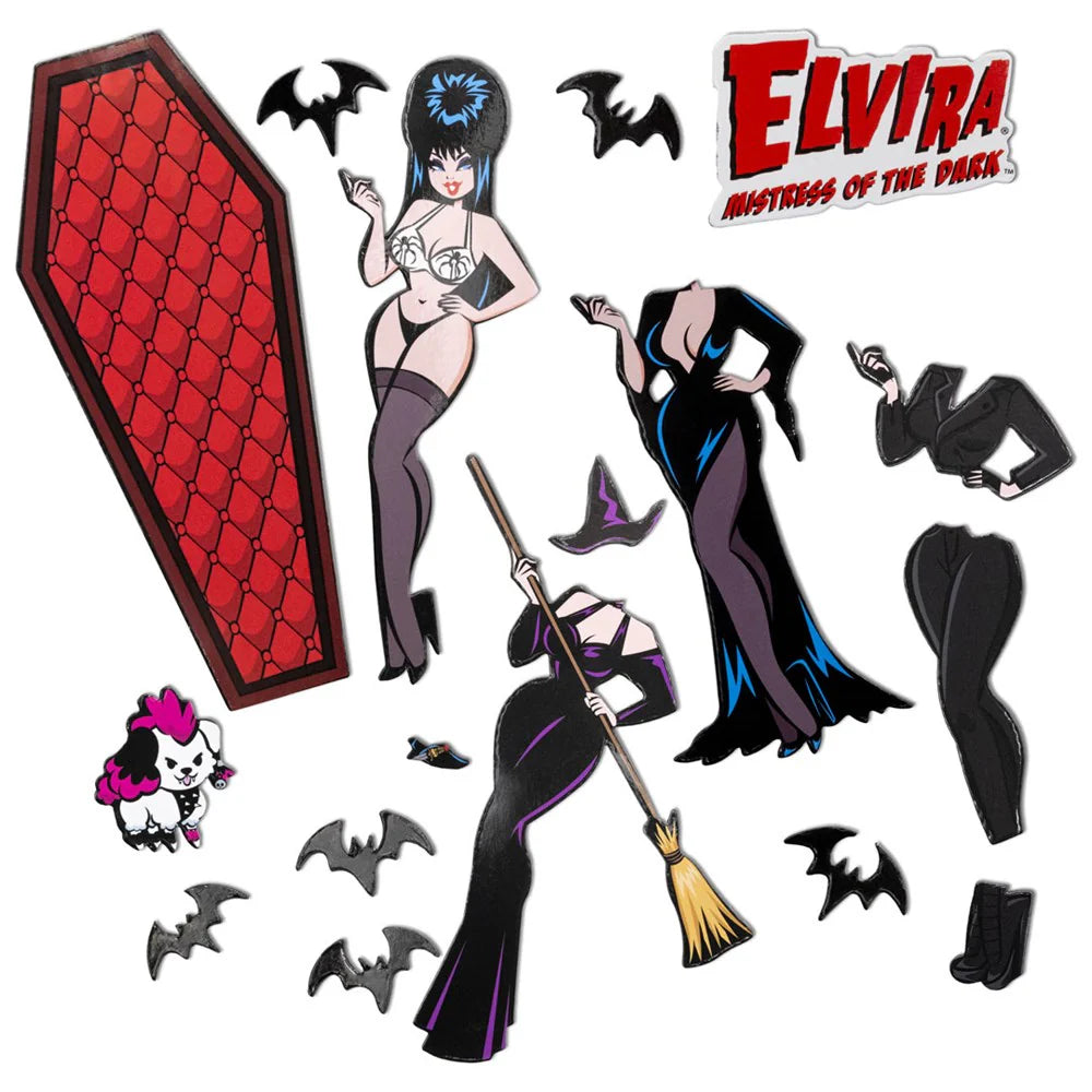 Elvira Mistress of The Dark Coffin Dress up Magnet Set