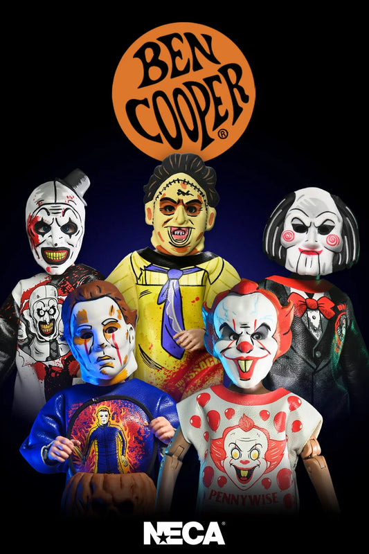 BEN COOPER COSTUME KIDS COLLECTION - SERIES 9 COSTUMED ACTION FIGURE BUNDLE (LEATHERFACE, MICHAEL MYERS, BILLY THE PUPPET, PENNYWISE & ART THE CLOWN)