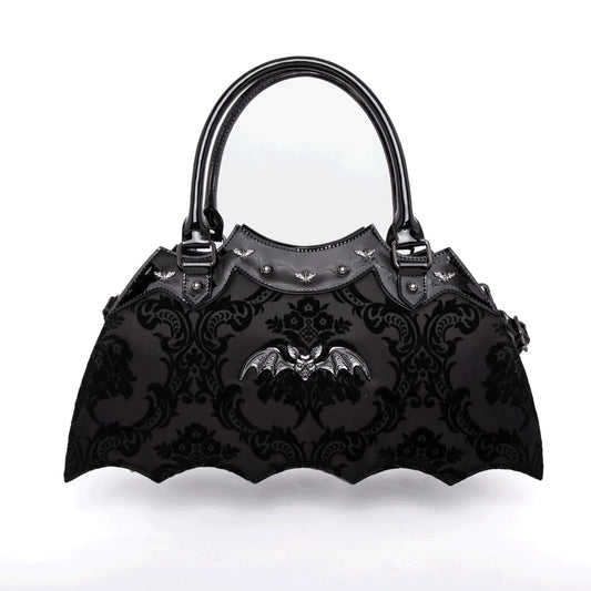 Damask Bat Handbag In Black