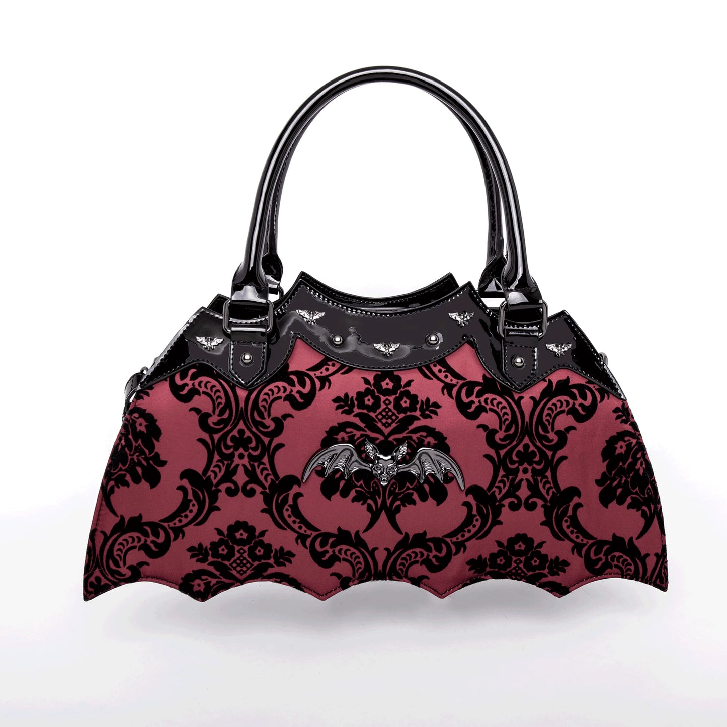 Damask Bat Handbag In red