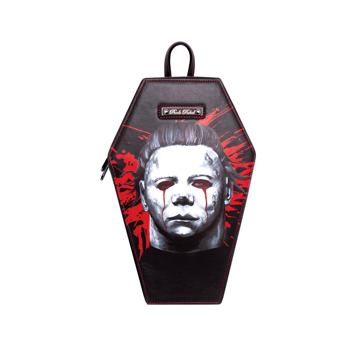 Black Coffin-Shaped Backpack with Michael Myers Graphic Michael Myers Coffin Backpack – The Horror Family LLC main image 2