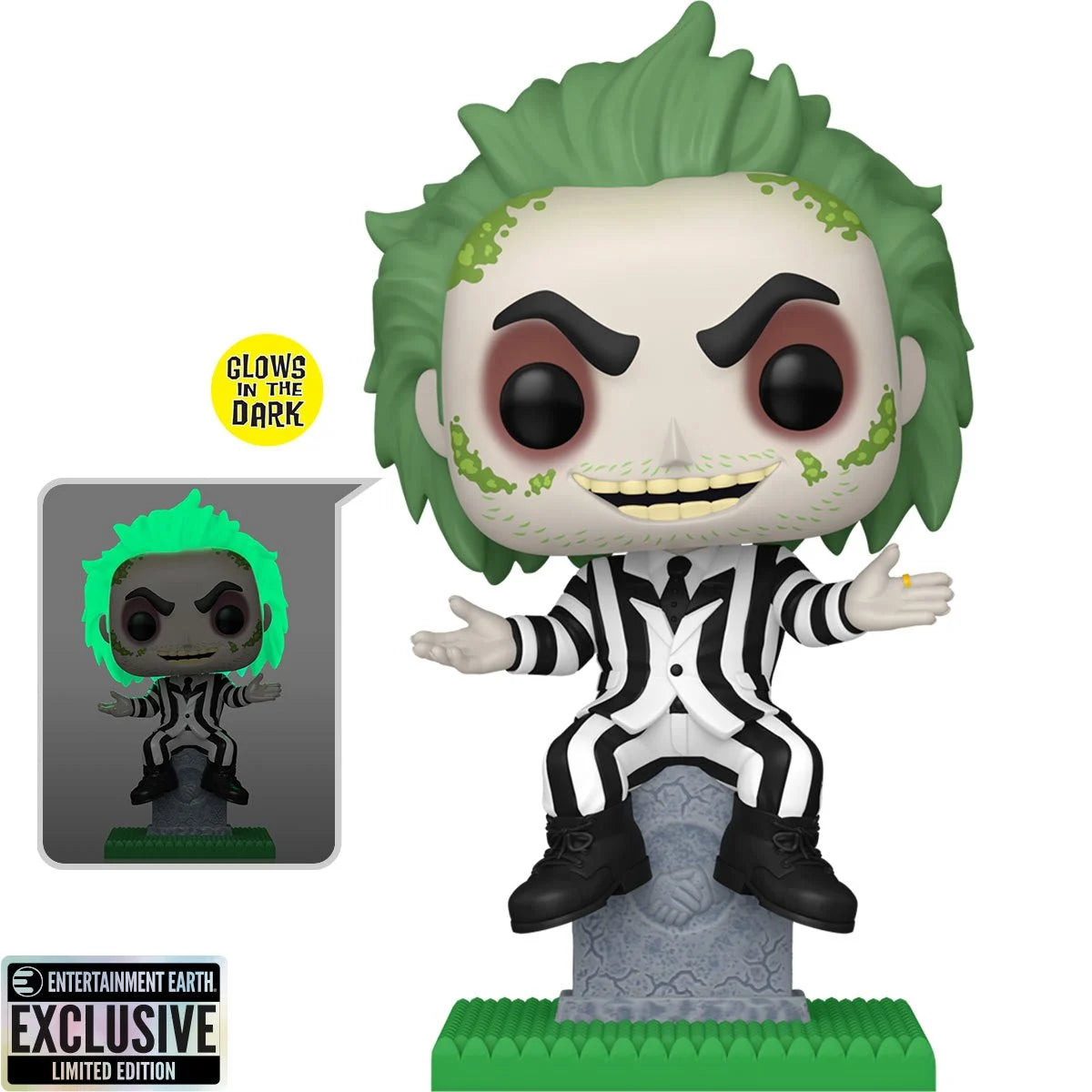 Beetlejuice on Tombstone Glow-in-the-Dark Funko Pop! Plus Vinyl Figure #1757 - Entertainment Earth Exclusive