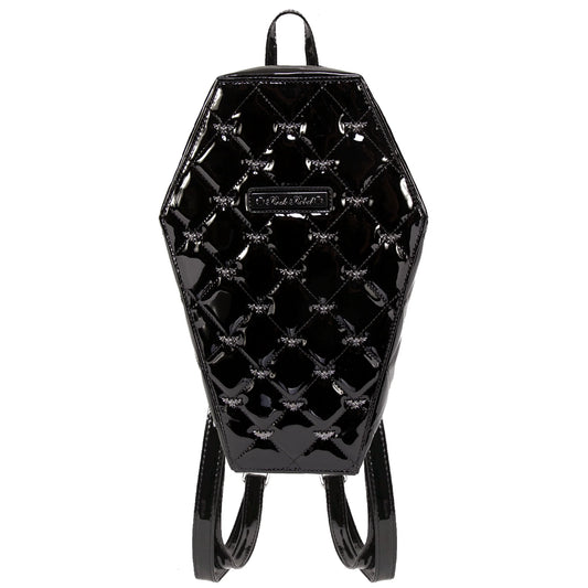 Mina Bat Quilted Coffin Backpack in Black