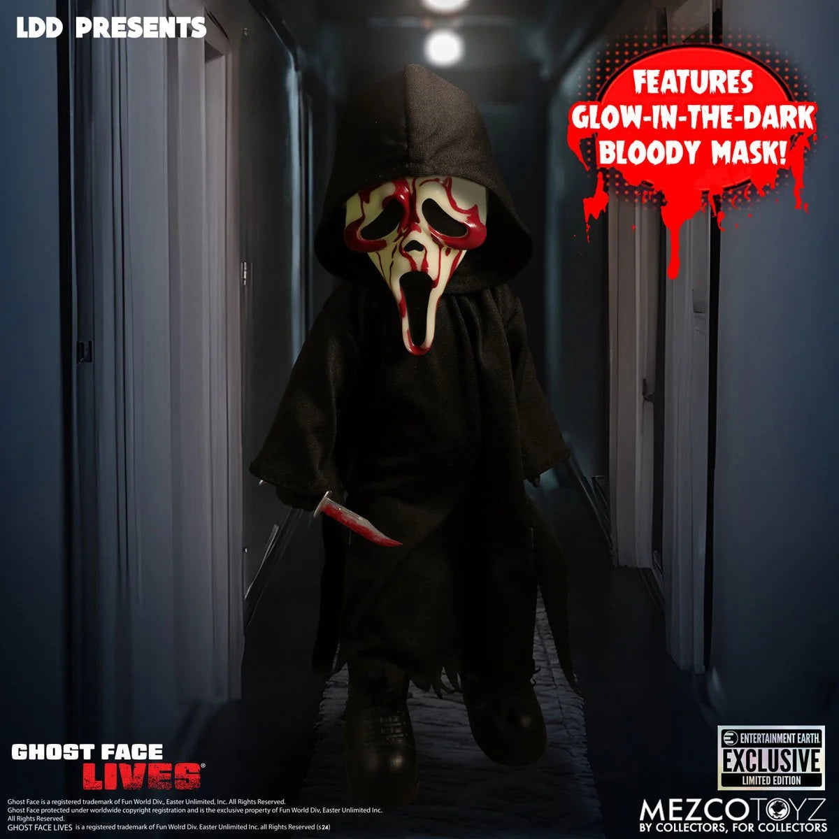 LDD Present Ghost Face Bloody Glow-in-the-Dark Edition 10-Inch Doll - Entertainment Earth Exclusive