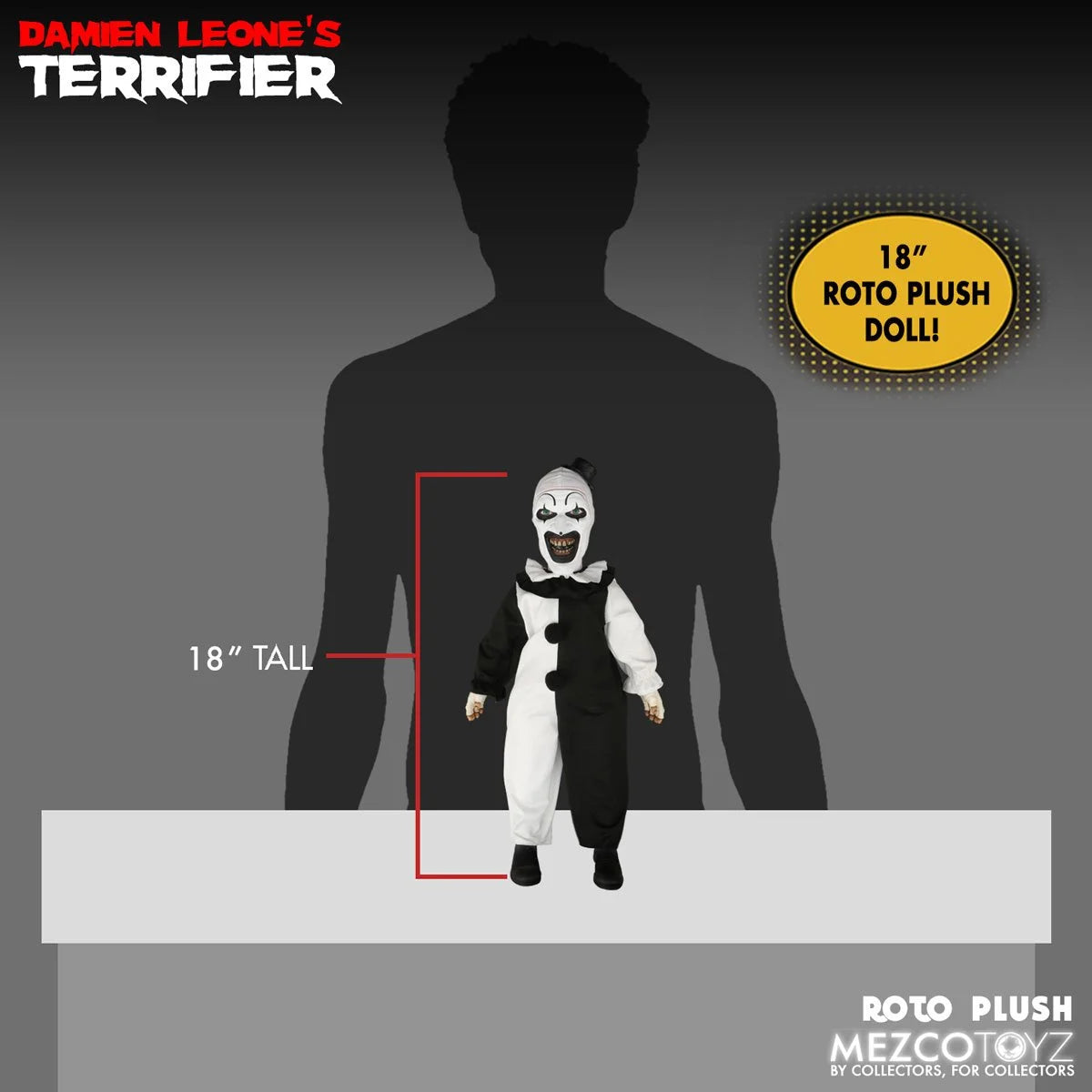 Terrifier Art the Clown Mezco Designer Series Roto Plush Doll