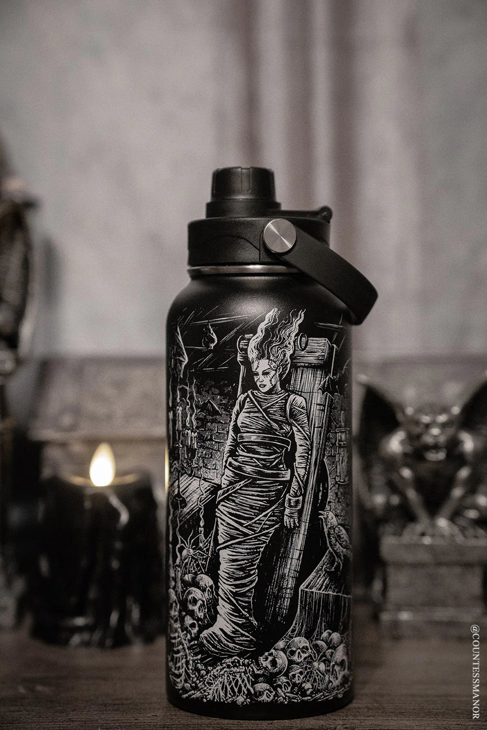 Frankenstein And Bride 32 Oz Water Bottle