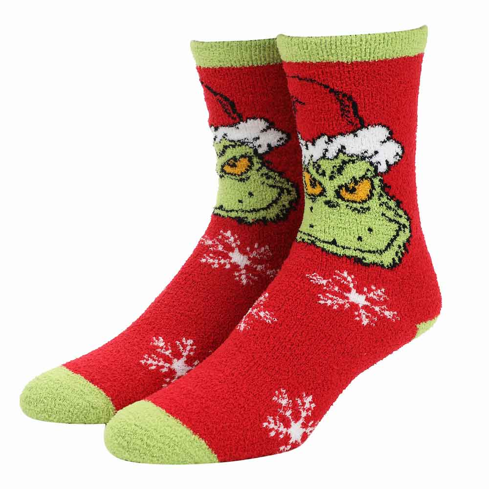 DR. SEUSS THE GRINCH FUZZY CUFF BEANIE & WOMEN'S CREW SOCK COMBO