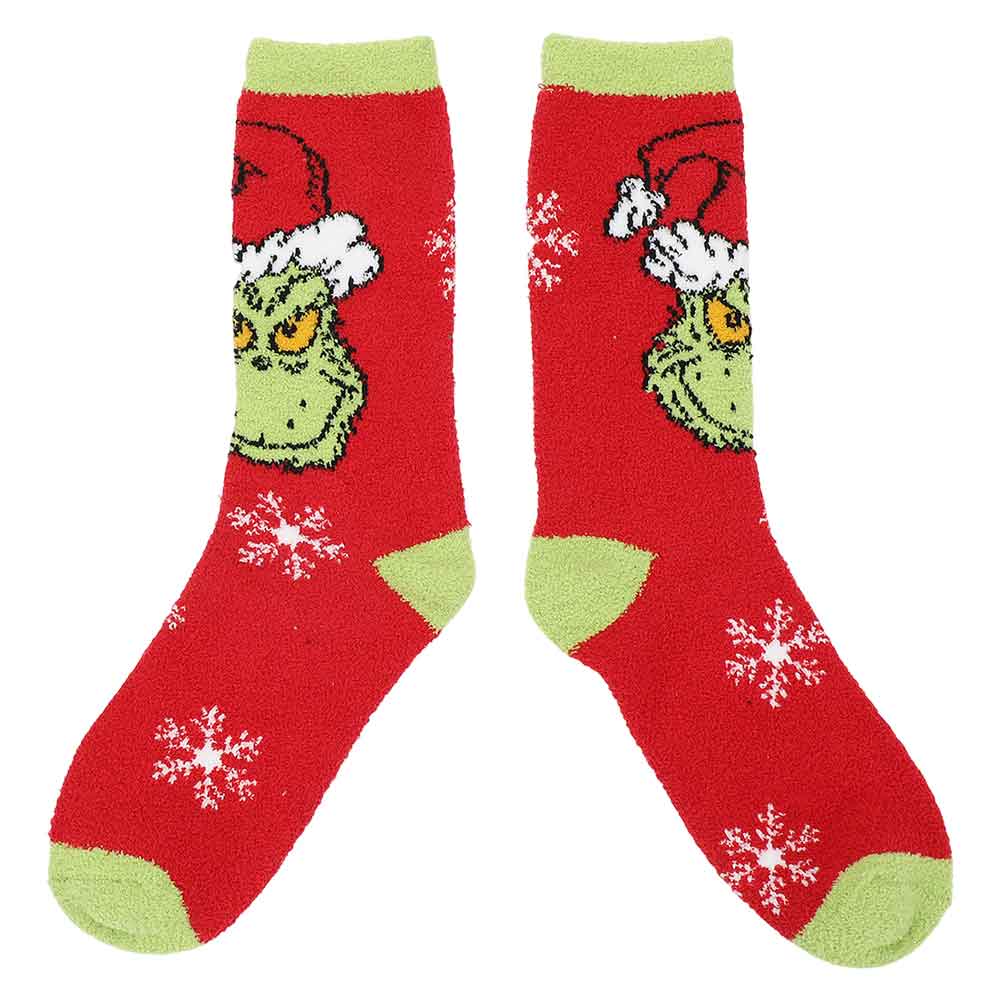 DR. SEUSS THE GRINCH FUZZY CUFF BEANIE & WOMEN'S CREW SOCK COMBO