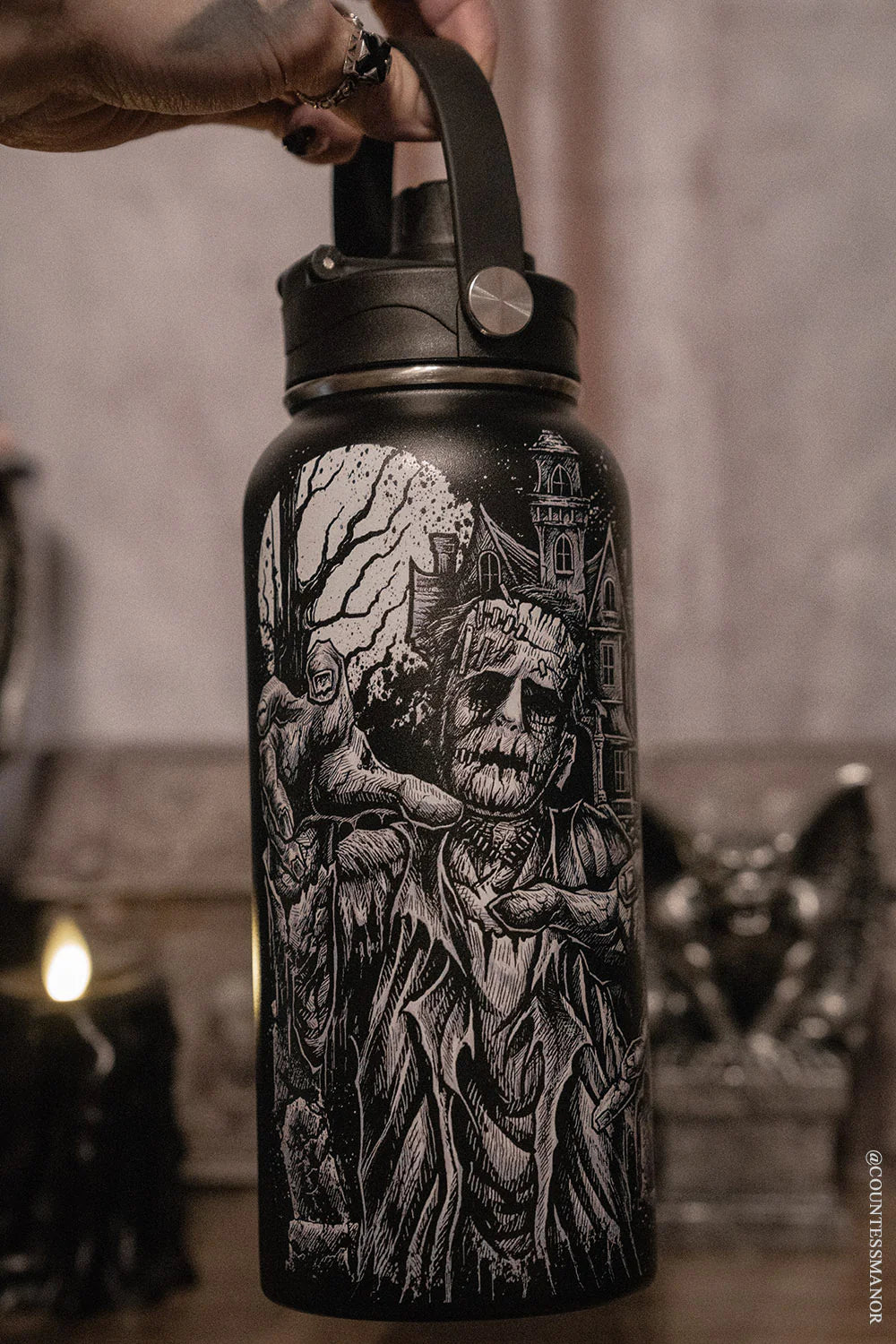 Frankenstein And Bride 32 Oz Water Bottle