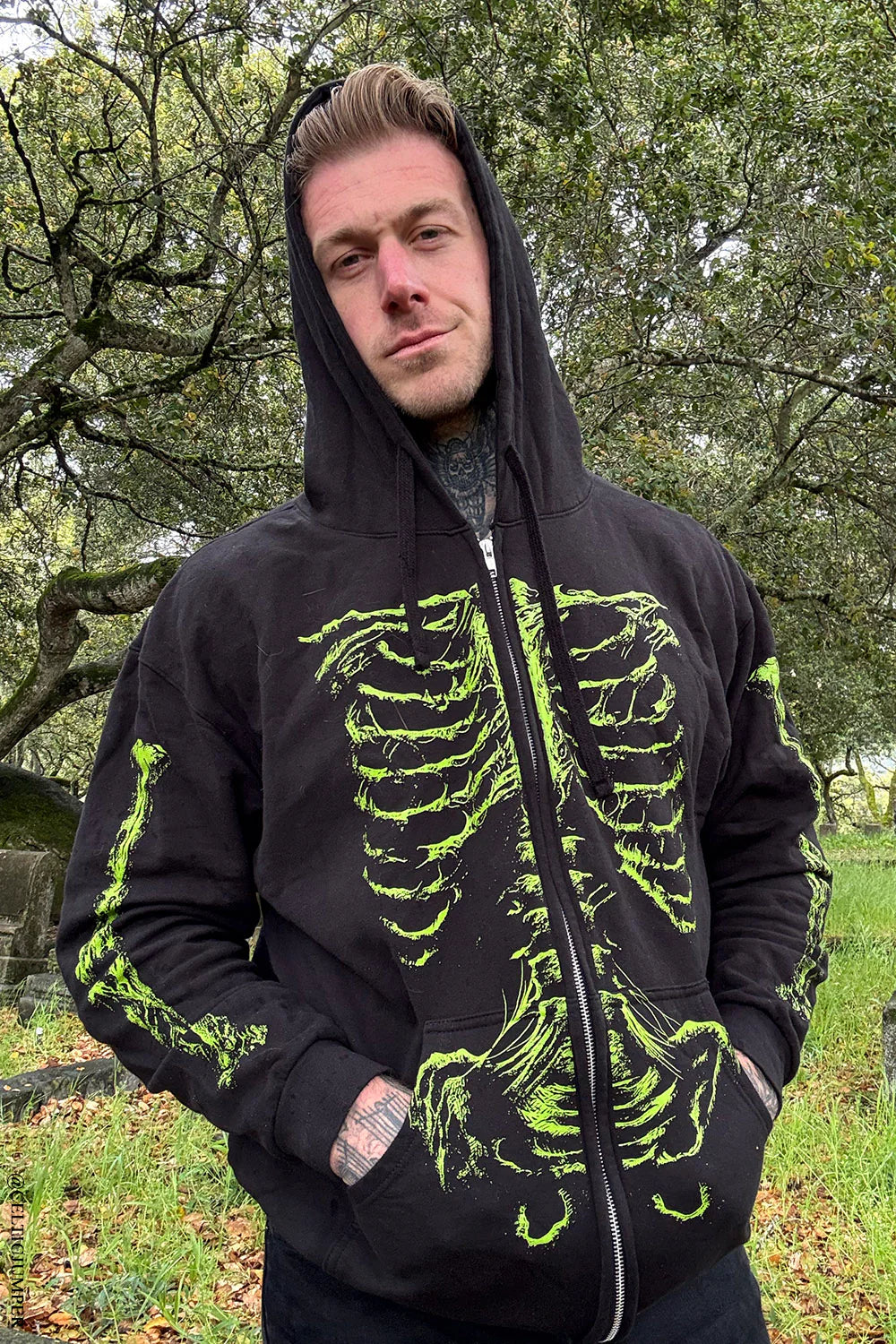 Zombie Rot Skeleton Hoodie [Monster Green]