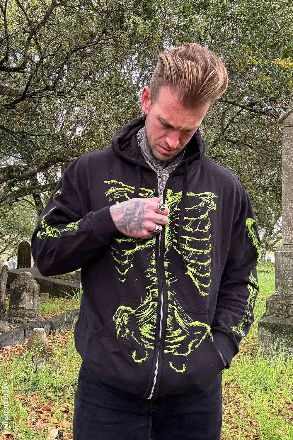 Zombie Rot Skeleton Hoodie [Monster Green]